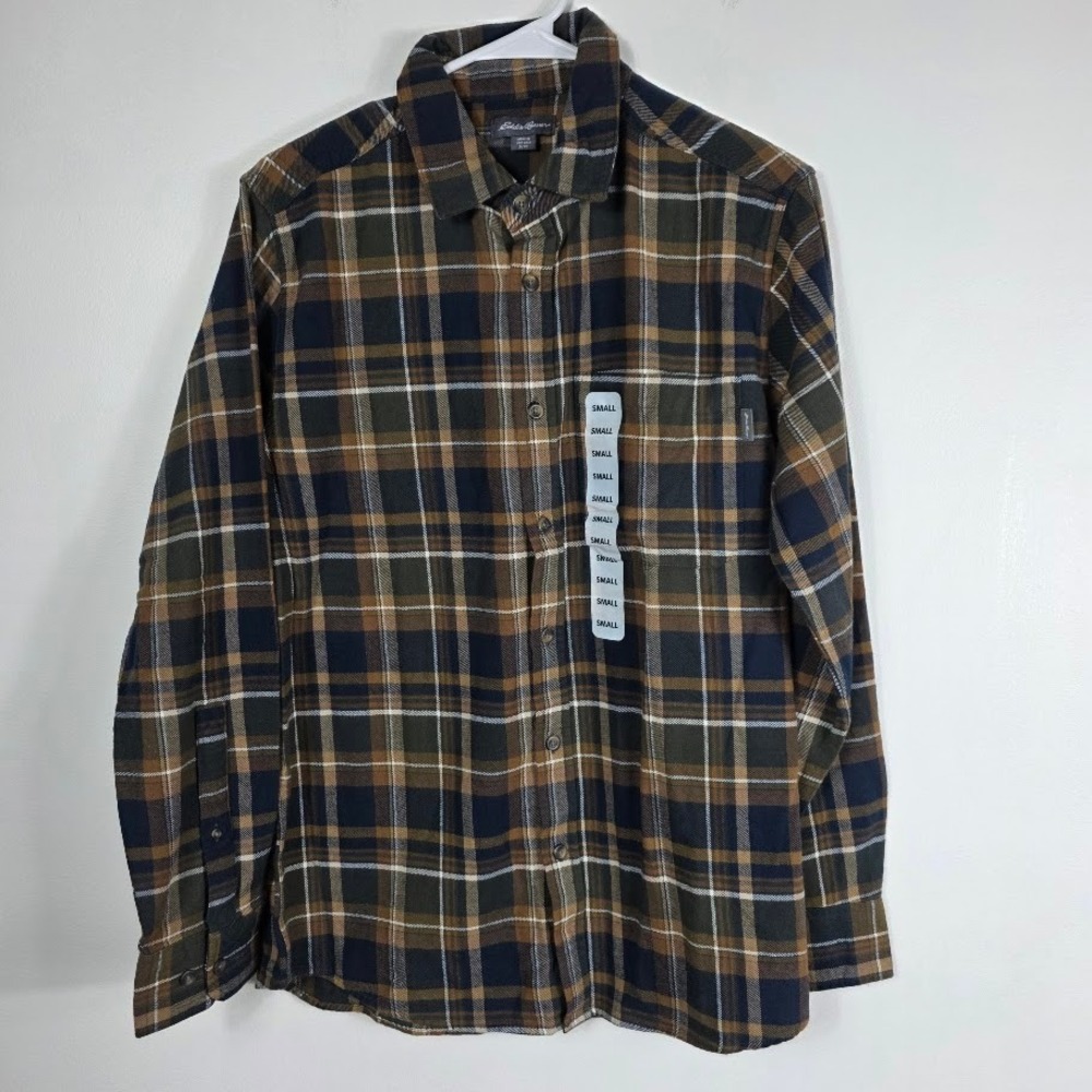 Eddie Bauer Men's Plaid Flannel Long Sleeve Button Up Shirt Size Small‎